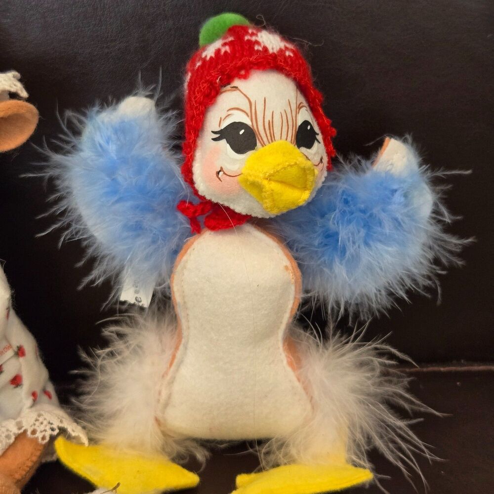 Vtg ANNALEE Christmas Bedtime Bear Snowflake Song bird Santa Ornament 3 Pc Lot - Picture 3 of 12